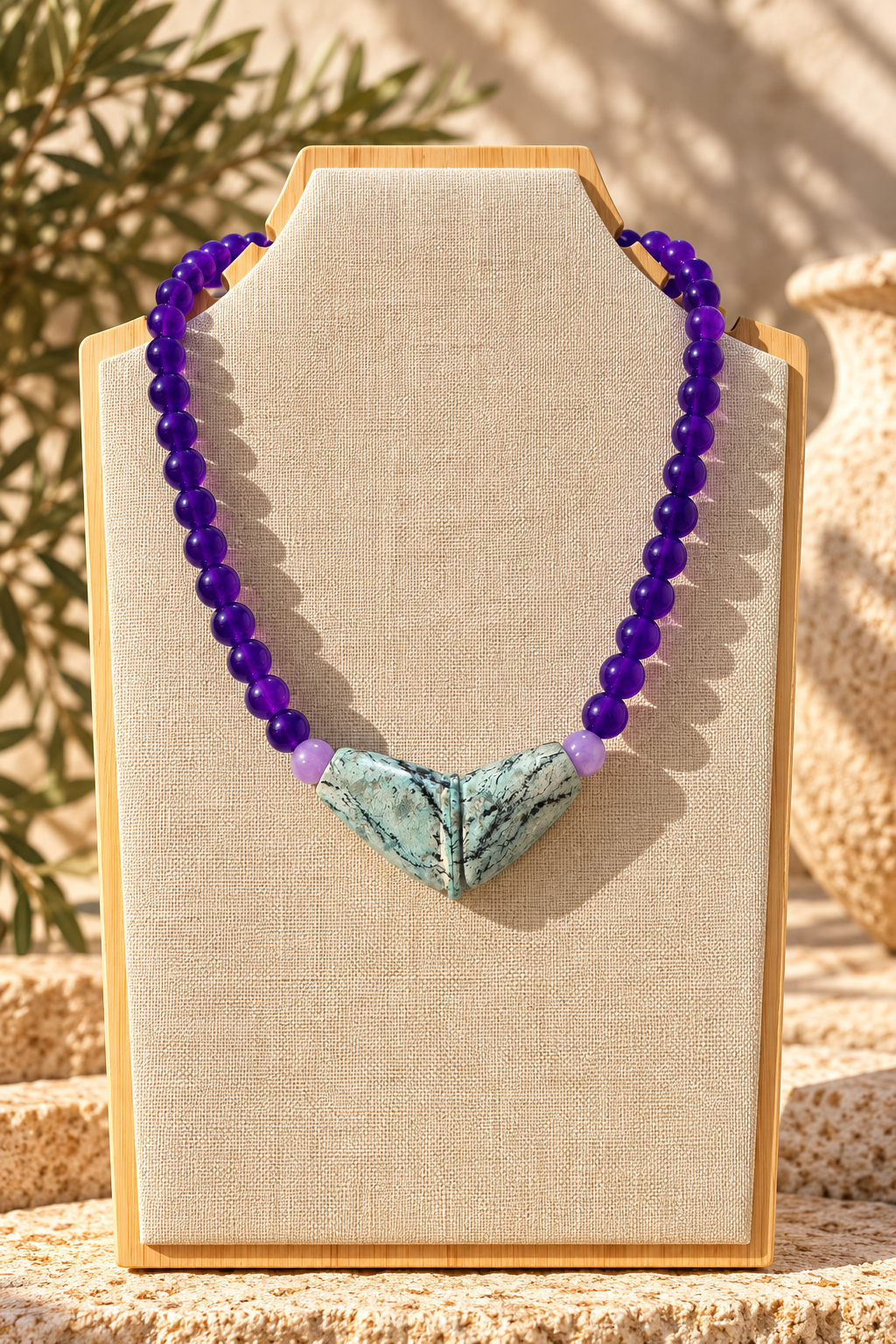 Collar Morado con piedra central